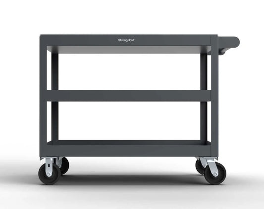 StrongHold Extreme Duty 12 GA Mobile Service Cart with 12 GA Steel Top, 3 Shelves - 48 in. W x 32 in. D x 40 in. H SC3248-3-7024